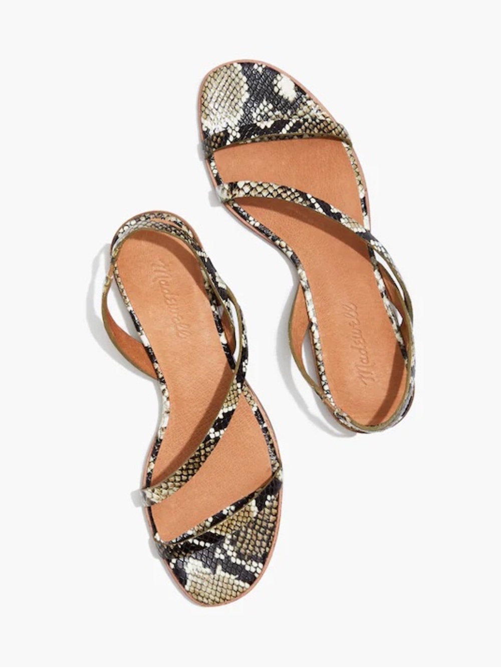 NWOB Madewell Heidi Slingback Sandal Snake Embossed Leather Natural AM214